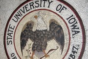 Photo of tile mosaic, Iowa Hall, University of Iowa